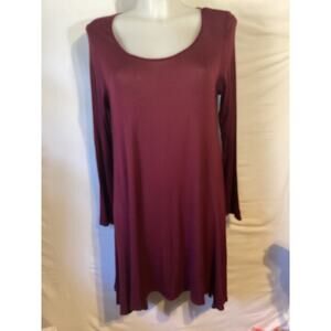 2193 By Together Women Ruffle Bottom Long Sleeve Hi-Low Dress Maroon Size Small